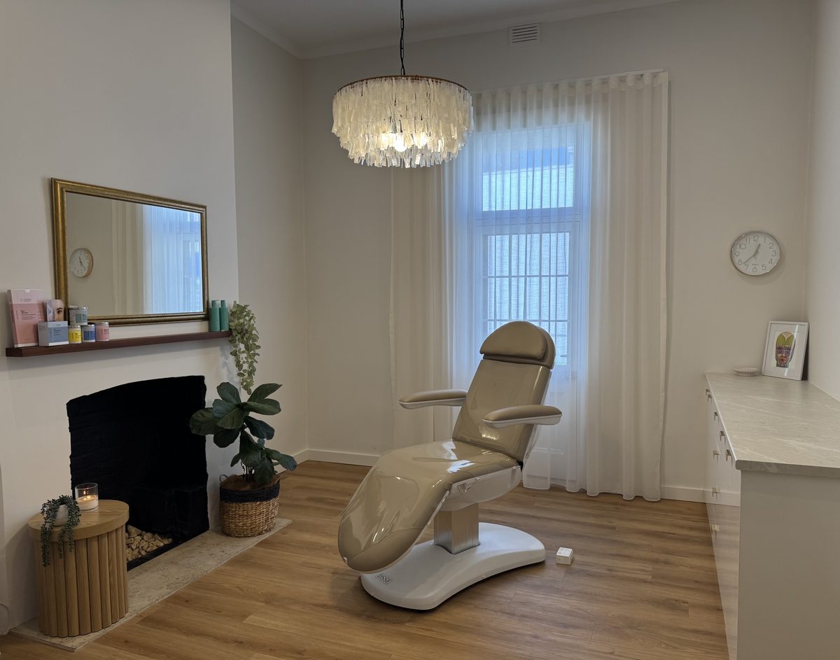 The Peach Aesthetics Co treatment room in Glenelg South